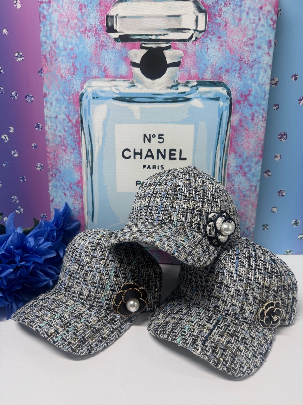 🌺OOAK TWEED CAMELLIA FLOWER HAT